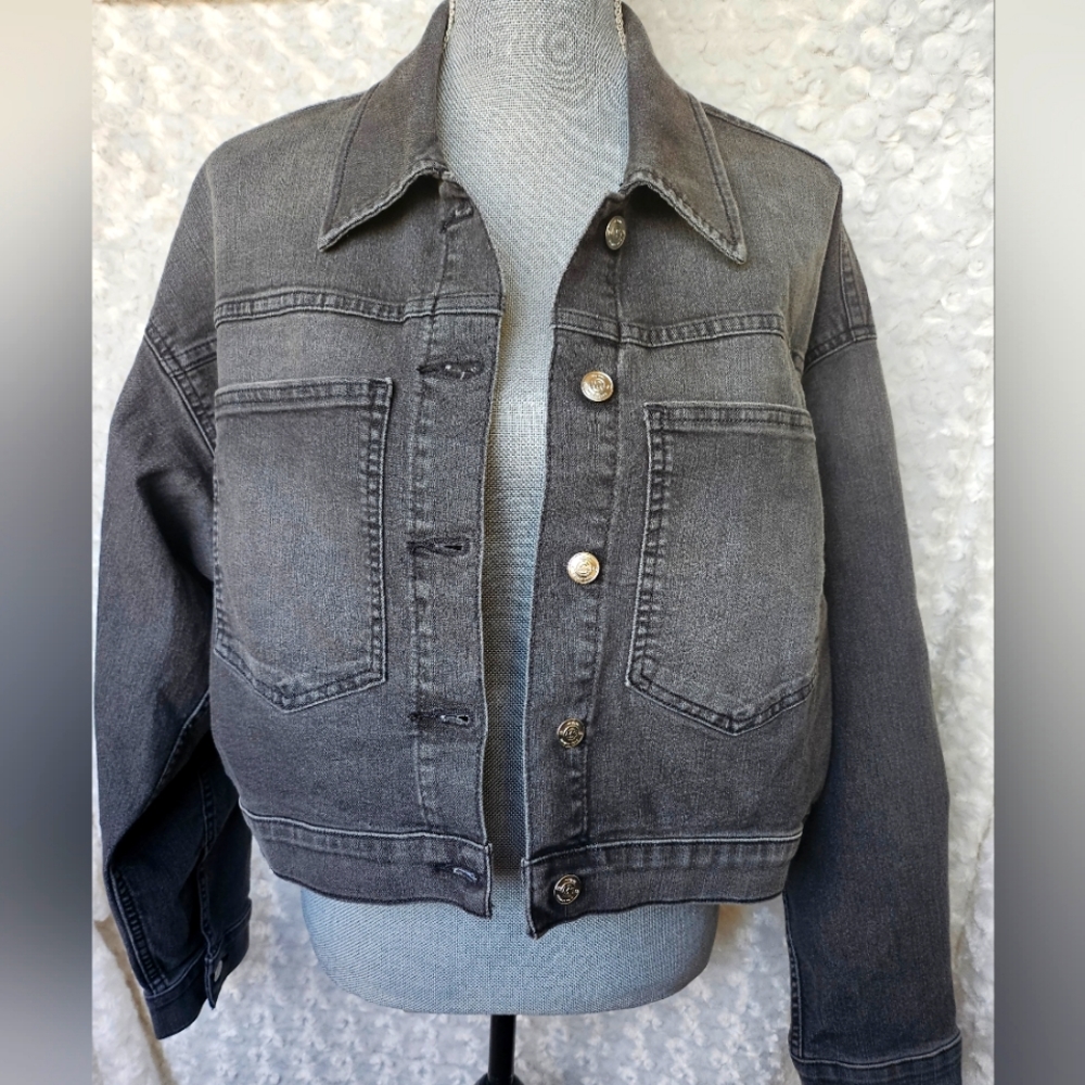 Women’s Michael Kors Denim Jacket Cropped Size XL Color Black